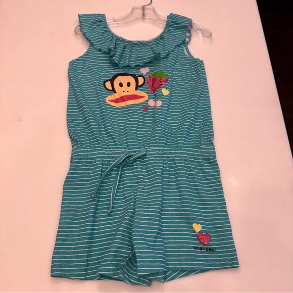 Small Paul Girls One Piece Romper Green With White Stripes Size 4T NWOT - Picture 11 of 13